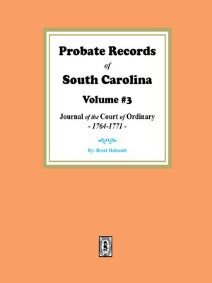 cover image of Probate Records of South Carolina, Volume #3